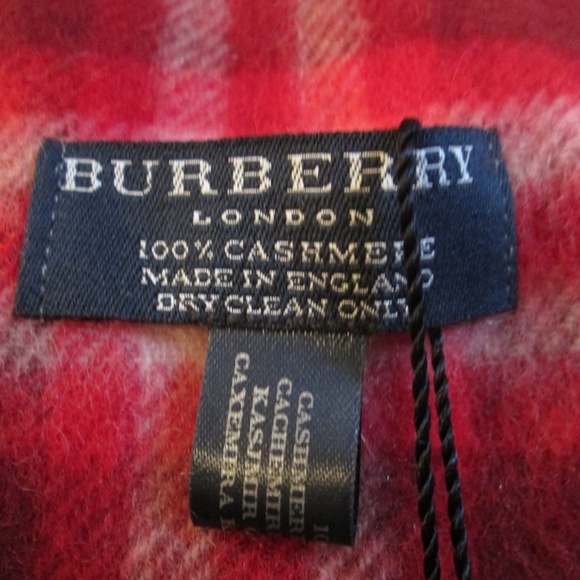 new BURBERRY Red Cashmere women's scarf fringes to fringes  56" x 8.5" - Picture 1 of 9